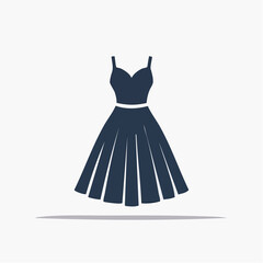 Elegant silhouette of a formal dress in navy blue, ideal for fashion design and apparel branding