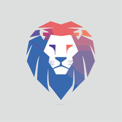 Geometric Lion Head Logo Featuring a Modern Design with Vivid Colors for Branding