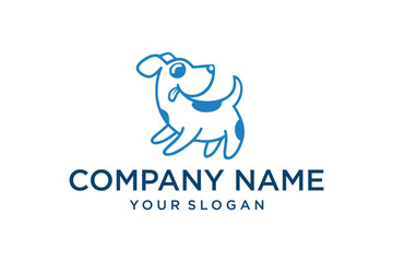 Cute Blue Minimalist Dog Logo Template with Playful Design