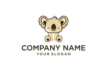 Cute Cartoon Koala Mascot Logo Design with Company Name and Slogan Placeholder