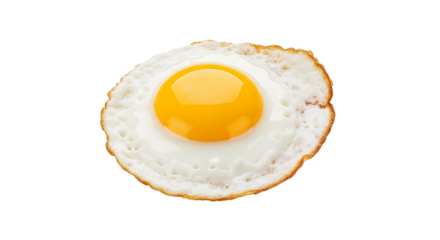 Appetizing sunny side up egg with crispy edges on transparent background