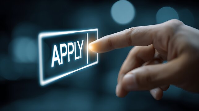 Click apply button online application form submission process now concept.