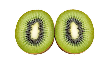 Fototapeta premium Kiwi fruit halves close-up shot isolated on a transparent background