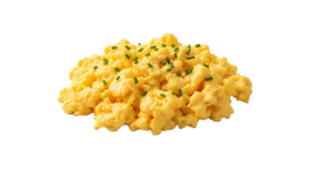 Scrambled egg with garnish isolated on a transparent background