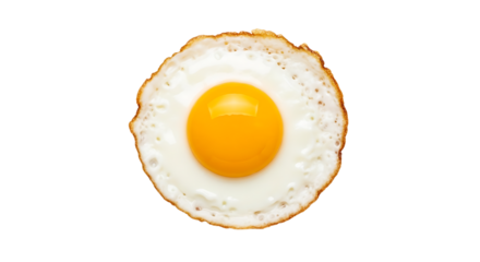 Single fried egg close-up. isolated on a transparent background