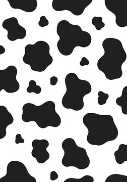Black and White Cow Print Seamless Pattern Background.