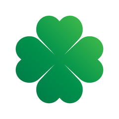 St. Patrick's Day. Lucky four-leaf clover. Green four-leaf clover vector icon. Luck and happiness concept. Shamrock – green four-leaf clover icon. Good luck themed design element.