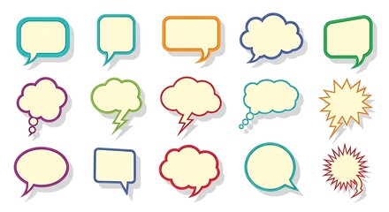 Colorful Speech Bubbles on White Background.