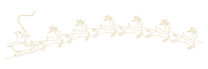 sleigh with Santa Claus and reindeer continuous line drawing on white background vector 1.eps