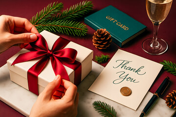 Corporate Holiday Gift Wrapping with Thank You Cardchristmas gift box