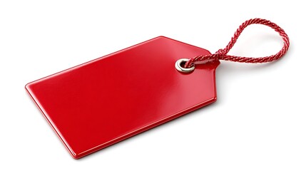 Highgloss red sale tag on white background.
