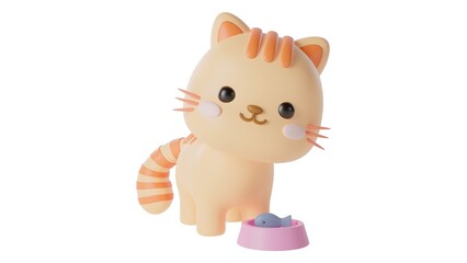 3D Cute Kitten Playful Illustration – Realistic Cat Artwork Isolated - 1