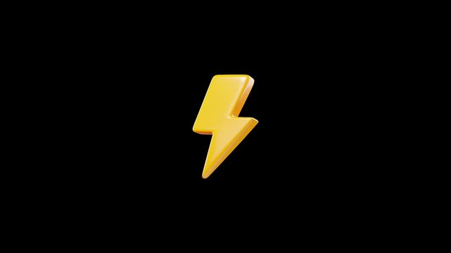 A simple animated yellow lightning bolt icon on a deep black background, suggesting power or electricity.