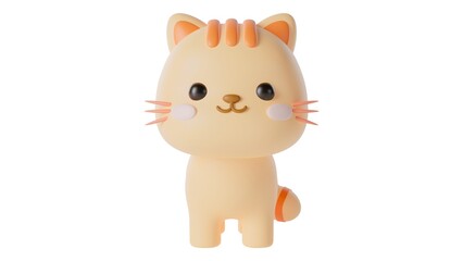3D Fluffy Cat Illustration – Realistic Cute Pet Artwork on White Background - 1