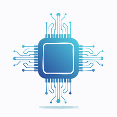 Intricate blue microprocessor design showcasing technology and network connectivity