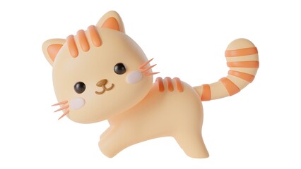 Cute Fluffy Cat 3D Illustration – Realistic Feline Portrait Isolated - 1