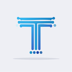 Modern letter 'T' logo design featuring interconnected lines and minimalist gradient