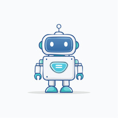 Whimsical Robot Illustration with Modern Aesthetics and Clean Lines for Technology Theme