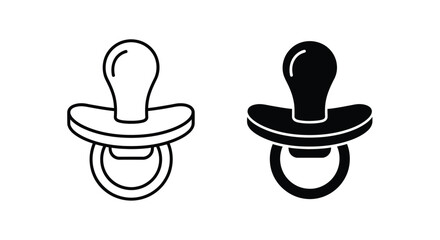 Fototapeta premium Simple black and white illustration of two baby pacifiers side by side