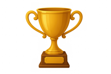 Golden winner trophy cup, symbolizing achievement, success, reward, first place, and victory, transparent background