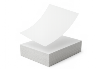 Stack of blank white a4 papers with one sheet floating, symbolizing office, copy, and document concepts