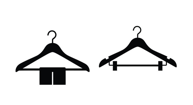Simple black hanger icons with a pant illustration fashion accessory