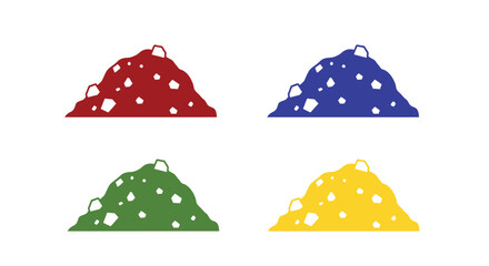 Colorful piles of rocks or debris arranged in a simple grid format