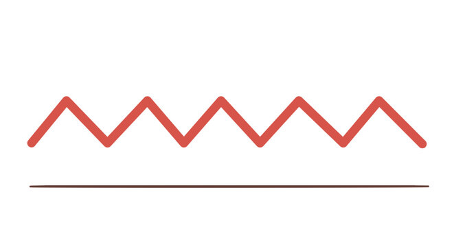 Red zigzag line pattern with straight line below for design element or visual representation purpose use