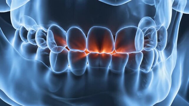 Dental Pain Visualization 3D XRay of Jaw with Toothache.