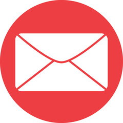 Simple Red Circle With White Envelope Icon On Transparent Background
