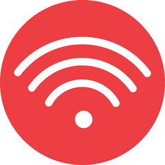 Simple Red Circle With White Wifi Symbol Icon Representing Wireless Internet Connectivity And...