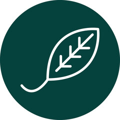 Simple White Leaf Icon on Dark Teal Circle Background Clean Minimalist Nature Symbol With...