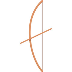 Simple Wooden Bow and Arrow Drawn in Orange and Brown Tones Against a White Background Symbolizing...