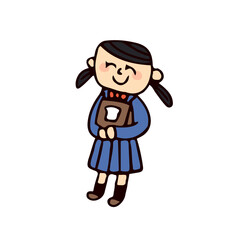 パンをテイクアウトした学生のイラスト