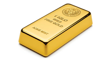 Gold Bullion: A gleaming, solid gold bar, a symbol of wealth and financial security, resting against a clean background, radiating an aura of value and investment.