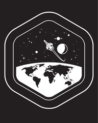 View from spaceship travelling over the Earth - vector illustration 