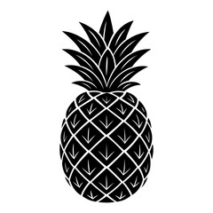 Obraz premium Pineapple Vector Illustration – Black and White Tropical Fruit Silhouette for Summer, Logo, and Pattern Design