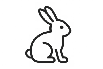 Rabbit outline icon, cute bunny symbol, pet animal drawing, easter holiday element, transparent background