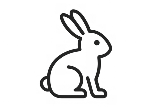 Rabbit outline icon, cute bunny symbol, pet animal drawing, easter holiday element, transparent background