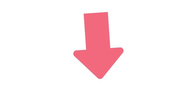 A simple animated light red downward arrow icon on a clean white background, indicating a download or drop.