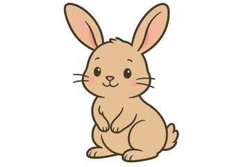 Fototapeta premium Cute cartoon rabbit standing, celebrating easter, spring, or pet animal themes with a transparent background