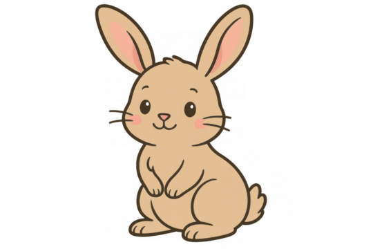 Cute cartoon rabbit standing, celebrating easter, spring, or pet animal themes with a transparent background - Powered by Adobe