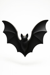 Black bat sculpture on white background