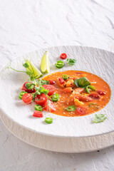 Refined Thai soup as high-quality food in sophisticated restaurant.