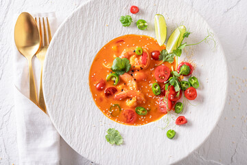 Spicy Thai soup as premium food made in restaurant.