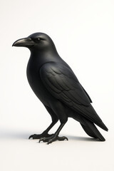 Obraz premium Black crow standing on white background