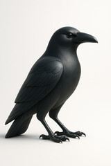 Fototapeta premium Black raven sculpture on white background