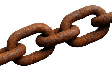 Fototapeta premium The weathered industrial chain showcases sturdy links with a rusted patina and textured finish, representing resilience, unity, and protection