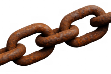 The weathered industrial chain showcases sturdy links with a rusted patina and textured finish, representing resilience, unity, and protection