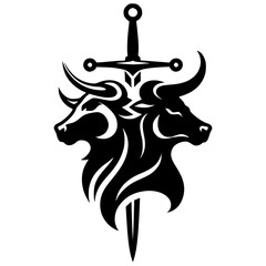 Silhouette of two bull heads